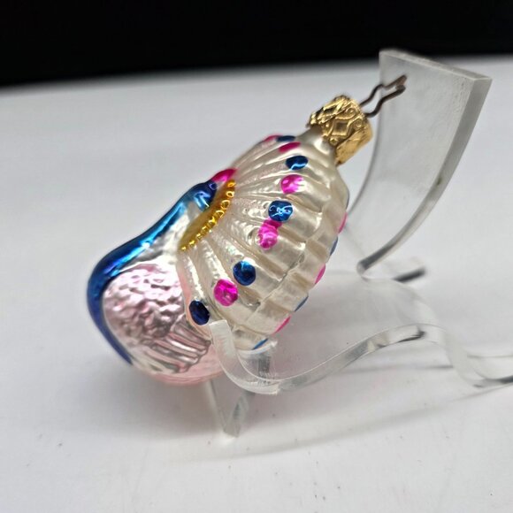 Inge Glas Peacock Glass Christmas Ornament Germany 2.5" - Picture 3 of 6